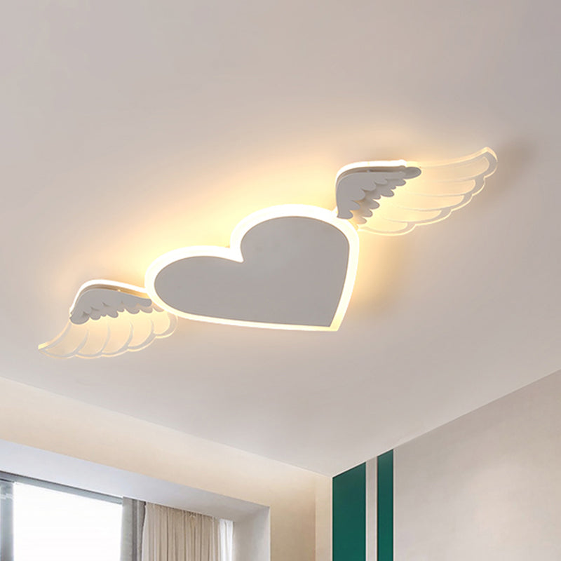 Kids LED Heart-shaped Ceiling Lamp in White/Pink Flush Mount with Warm/White Light