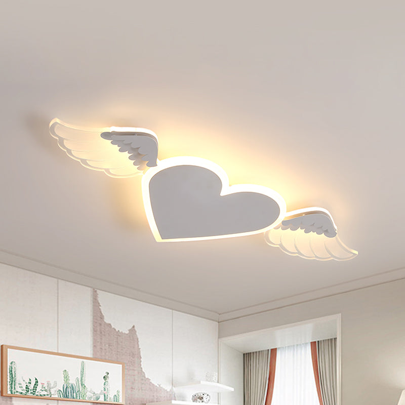 Kids LED Heart-shaped Ceiling Lamp in White/Pink Flush Mount with Warm/White Light