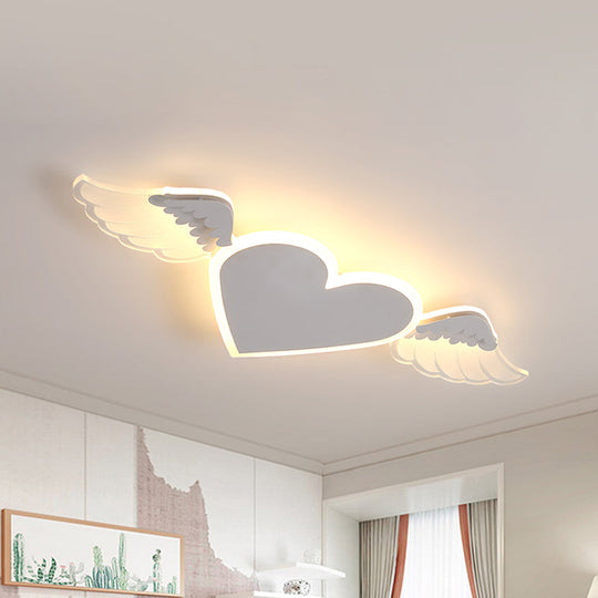 Kids LED Heart-shaped Ceiling Lamp in White/Pink Flush Mount with Warm/White Light