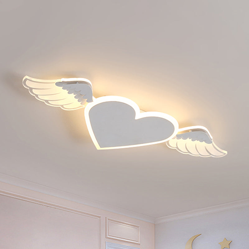 Kids LED Heart-shaped Ceiling Lamp in White/Pink Flush Mount with Warm/White Light