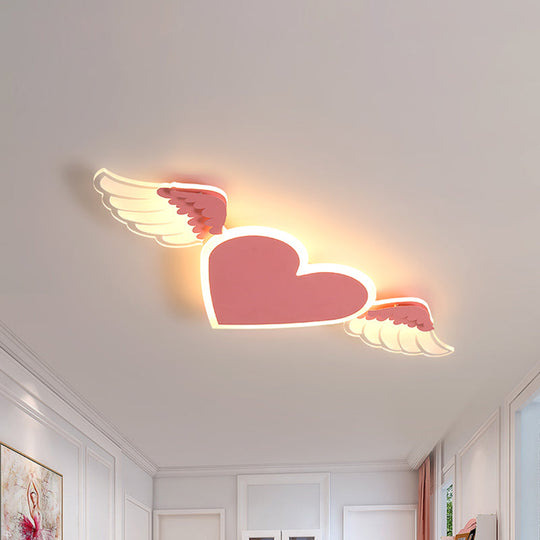 Kids LED Heart-shaped Ceiling Lamp in White/Pink Flush Mount with Warm/White Light