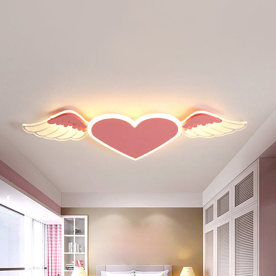 Kids LED Heart-shaped Ceiling Lamp in White/Pink Flush Mount with Warm/White Light