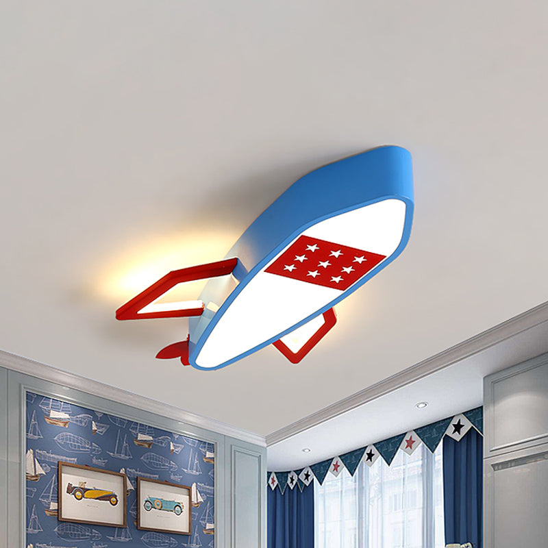 Contemporary Blue Rocket Flush Mount Ceiling Fixture - Acrylic LED Ceiling Lighting for Kids in Warm/White Light