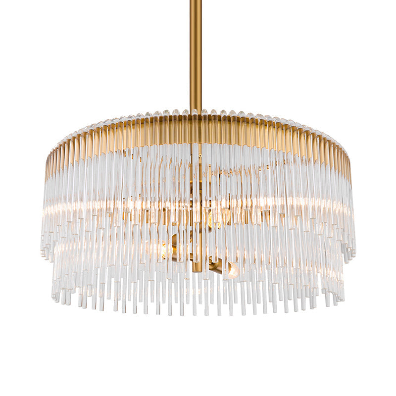 Contemporary Clear Crystal Chandelier: 6-Light Brass Pendant For Living Room