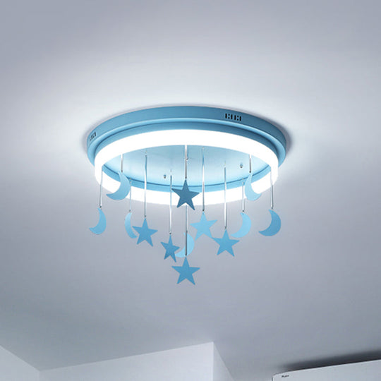 Mermaid and Star Acrylic LED Flush Chandelier for Kids' Rooms, Pink/Blue, 18"/21.5" Width