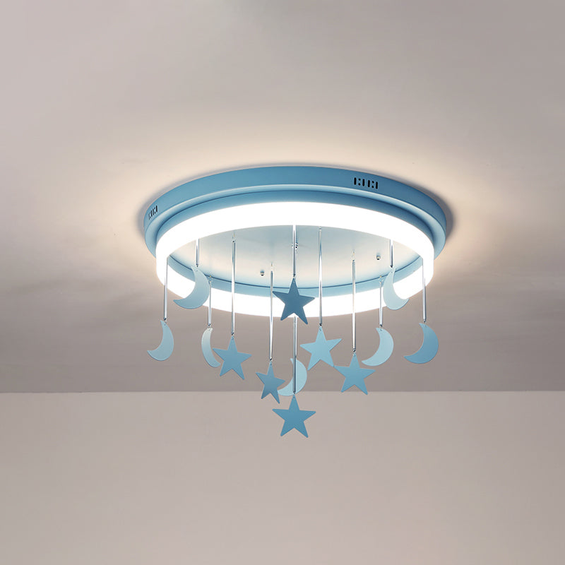 Mermaid And Star Acrylic Led Flush Chandelier For Kids Rooms Pink/Blue 18/21.5 Width