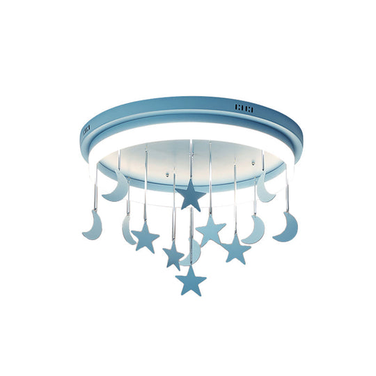 Mermaid and Star Acrylic LED Flush Chandelier for Kids' Rooms, Pink/Blue, 18"/21.5" Width