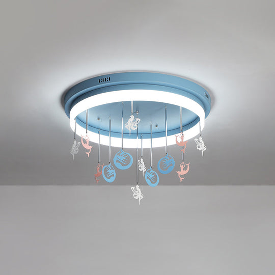 Mermaid And Star Acrylic Led Flush Chandelier For Kids Rooms Pink/Blue 18/21.5 Width Blue / 18