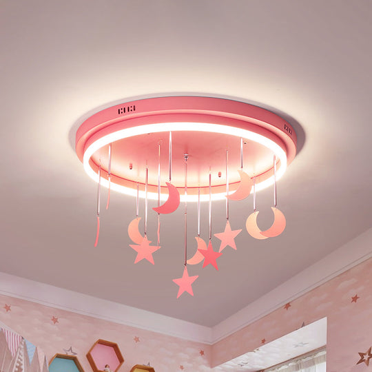 Mermaid and Star Acrylic LED Flush Chandelier for Kids' Rooms, Pink/Blue, 18"/21.5" Width