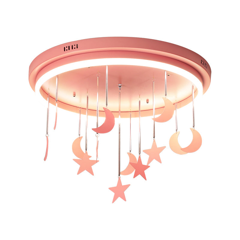 Mermaid and Star Acrylic LED Flush Chandelier for Kids' Rooms, Pink/Blue, 18"/21.5" Width