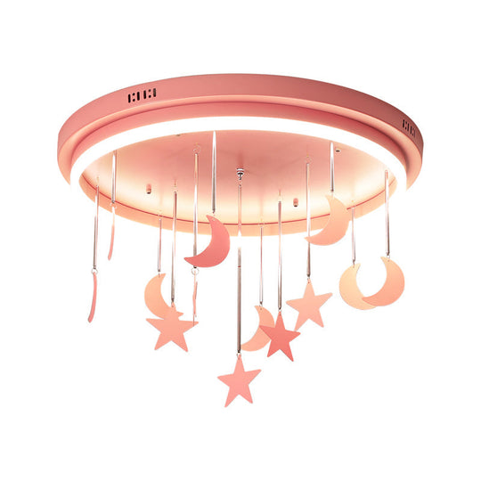 Mermaid and Star Acrylic LED Flush Chandelier for Kids' Rooms, Pink/Blue, 18"/21.5" Width