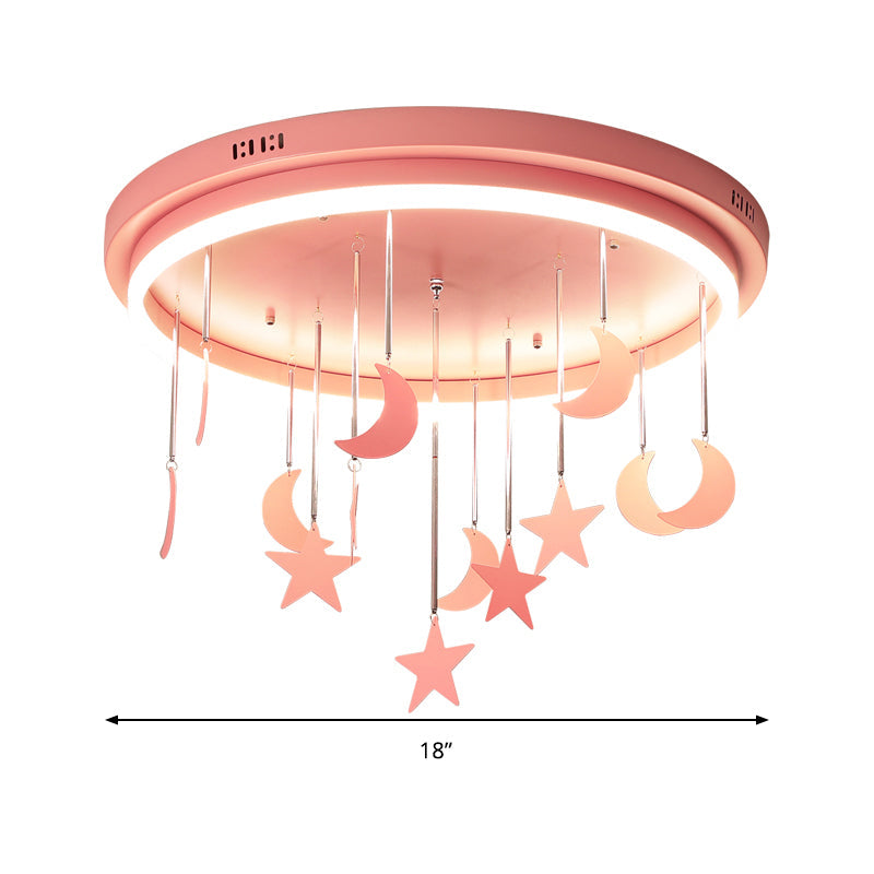 Mermaid And Star Acrylic Led Flush Chandelier For Kids Rooms Pink/Blue 18/21.5 Width