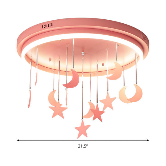 Mermaid And Star Acrylic Led Flush Chandelier For Kids Rooms Pink/Blue 18/21.5 Width