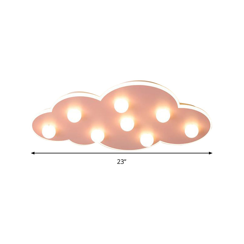 Macaron Metal Cloud Ceiling Light for Kids Bedroom - Blue/Pink/White, Flush Mount with 8 LEDs