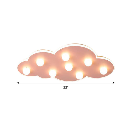 Macaron Metal Cloud Ceiling Light for Kids Bedroom - Blue/Pink/White, Flush Mount with 8 LEDs