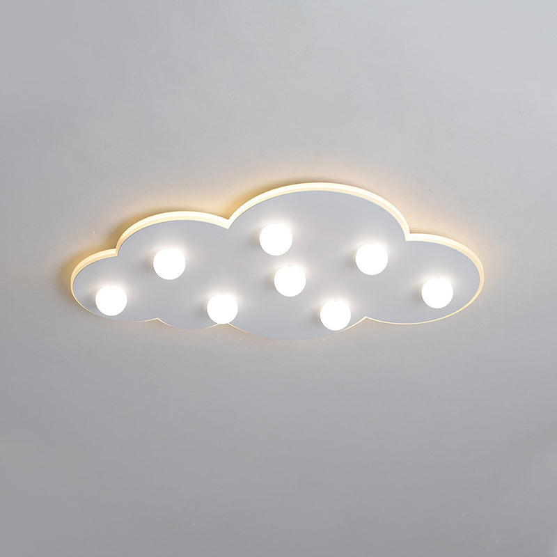 Macaron Metal Cloud Ceiling Light for Kids Bedroom - Blue/Pink/White, Flush Mount with 8 LEDs