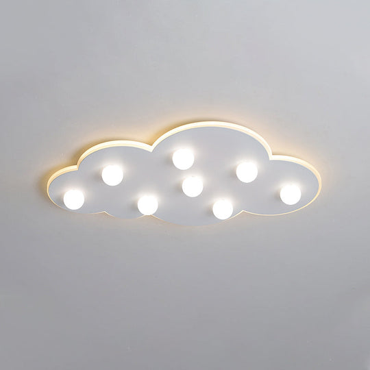 Macaron Metal Cloud Ceiling Light for Kids Bedroom - Blue/Pink/White, Flush Mount with 8 LEDs