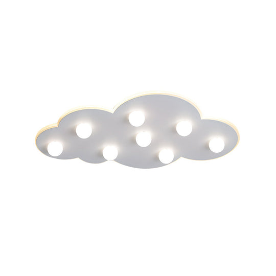 Macaron Metal Cloud Ceiling Light for Kids Bedroom - Blue/Pink/White, Flush Mount with 8 LEDs