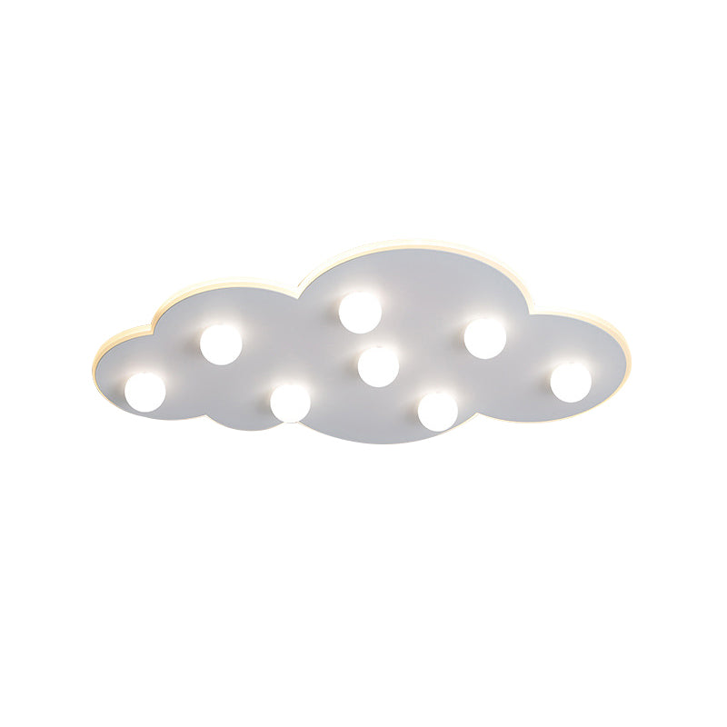 Macaron Metal Cloud Ceiling Light For Kids Bedroom - Blue/Pink/White Flush Mount With 8 Leds