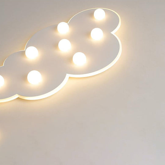 Macaron Metal Cloud Ceiling Light for Kids Bedroom - Blue/Pink/White, Flush Mount with 8 LEDs