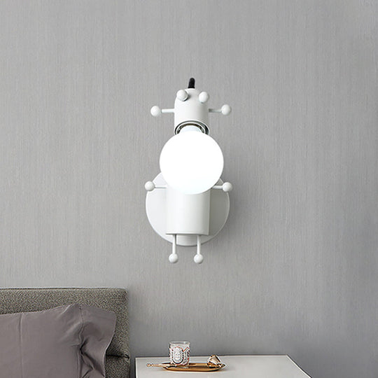 Modernist Metal Adjustable Wall Lamp With Open Bulb Single Head Mount Lighting In Grey/White/Green