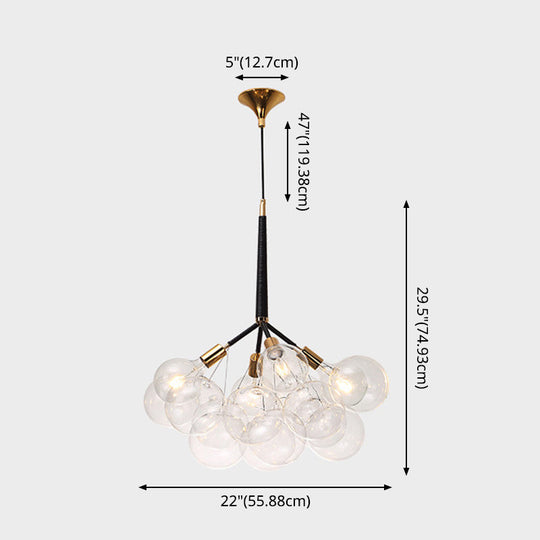 Hortense - Modern Transparent Glass Bubble Hanging Light Modern Simplicity Living Room Chandelier Light with 47 Adjustable Chain