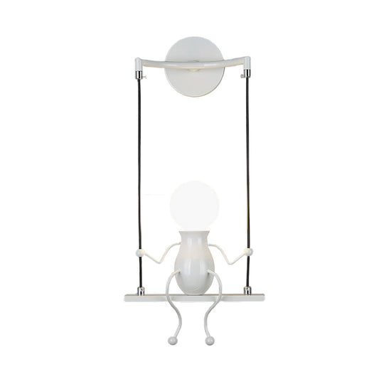 Metal Swing Shape Wall Sconce With Little People Decoration - Modern 1 Light Fixture In