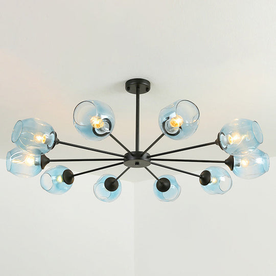 Alrami - Contemporary Hanging Lamp: Whiskey Glass Branch Light 10 / Black Blue