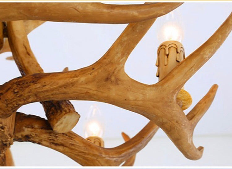 Rustic Deer Horn Candle Chandelier: Vintage Resin Decorative Lighting For Living Room Villa And