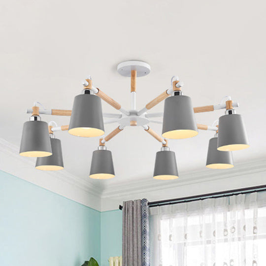 Monica - Modern Multi-Colored Solid Wood Chandelier With Metal Shade