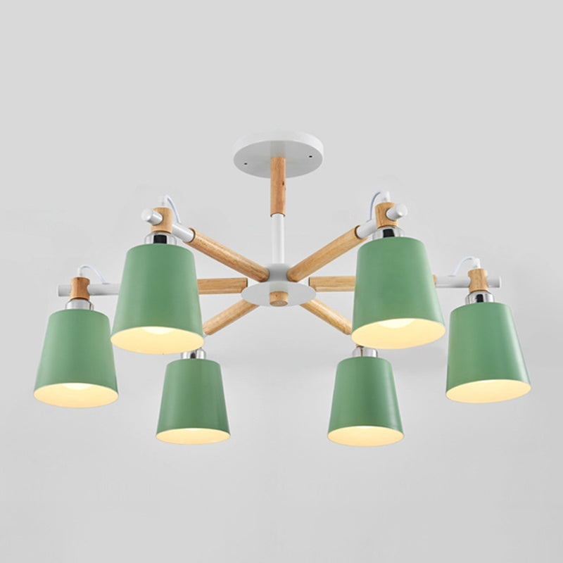 Monica - Modern Multi-colored Solid Wood Chandelier with Metal Shade