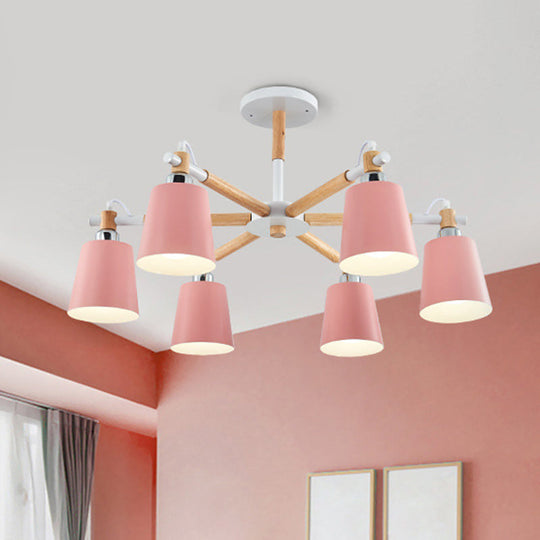 Monica - Modern Multi-colored Solid Wood Chandelier with Metal Shade