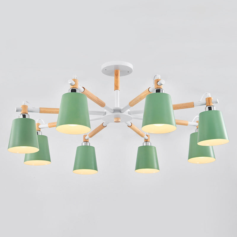 Monica - Modern Multi-colored Solid Wood Chandelier with Metal Shade