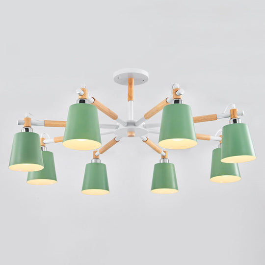 Monica - Modern Multi-colored Solid Wood Chandelier with Metal Shade