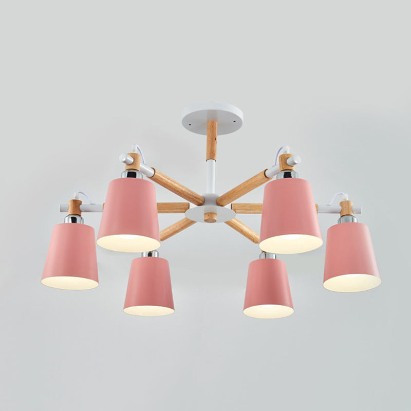 Monica - Modern Multi-colored Solid Wood Chandelier with Metal Shade