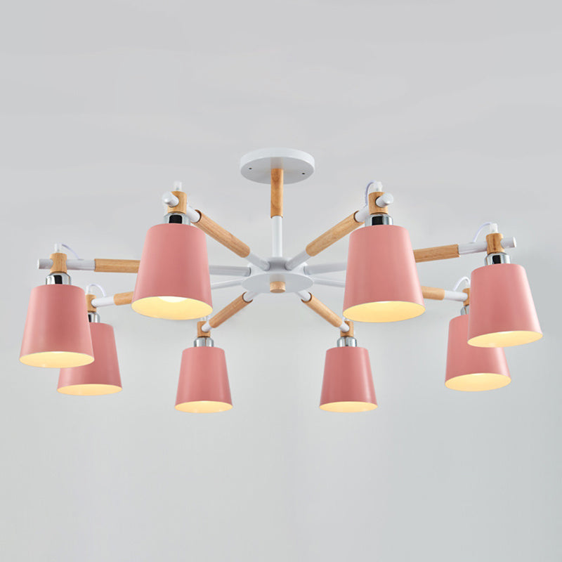 Monica - Modern Multi-colored Solid Wood Chandelier with Metal Shade