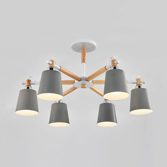 Monica - Modern Multi-colored Solid Wood Chandelier with Metal Shade