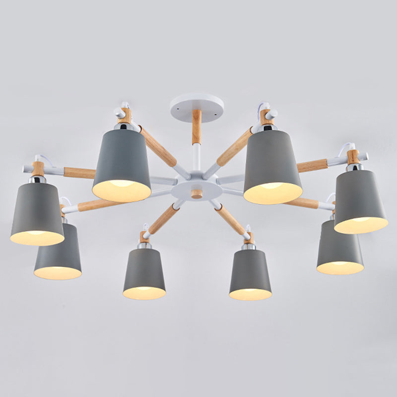 Monica - Modern Multi-colored Solid Wood Chandelier with Metal Shade