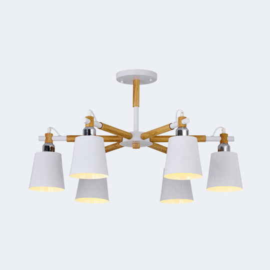 Monica - Modern Multi-colored Solid Wood Chandelier with Metal Shade