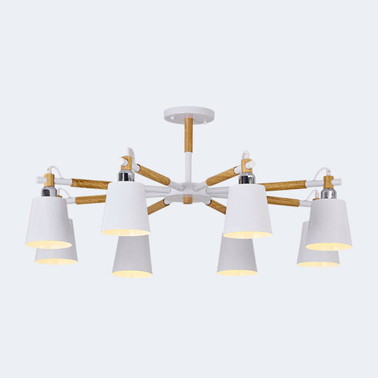 Monica - Modern Multi-colored Solid Wood Chandelier with Metal Shade