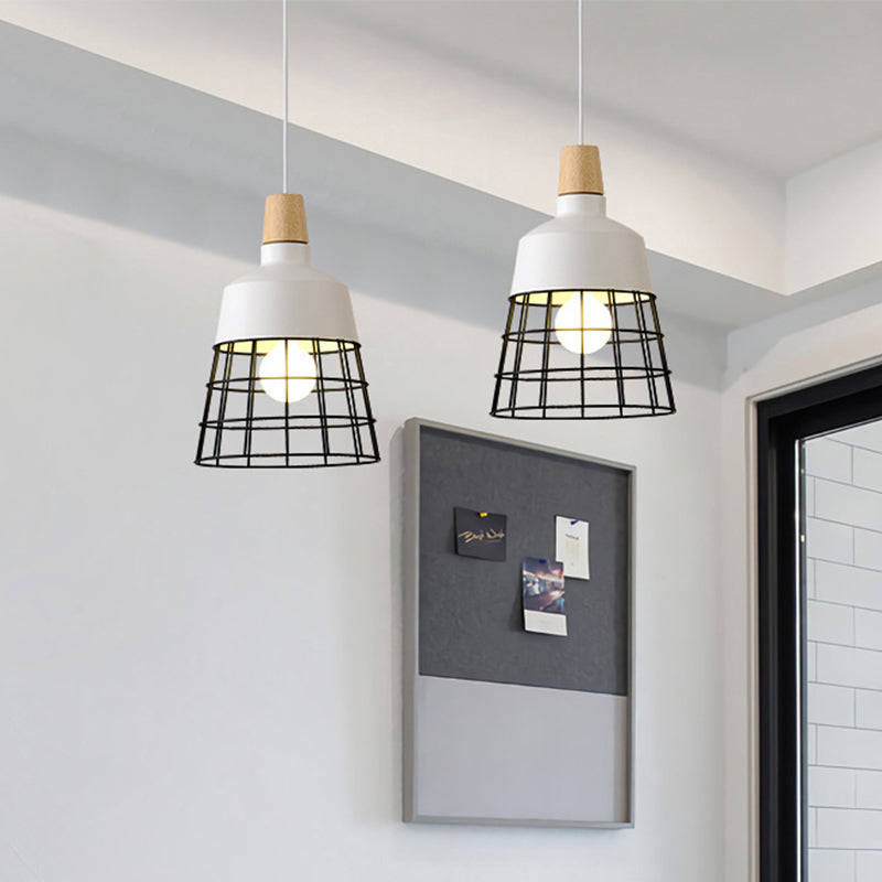 Modern Hanging Pendant Light For Dining Table - Black/White Bowl/Cone Shade