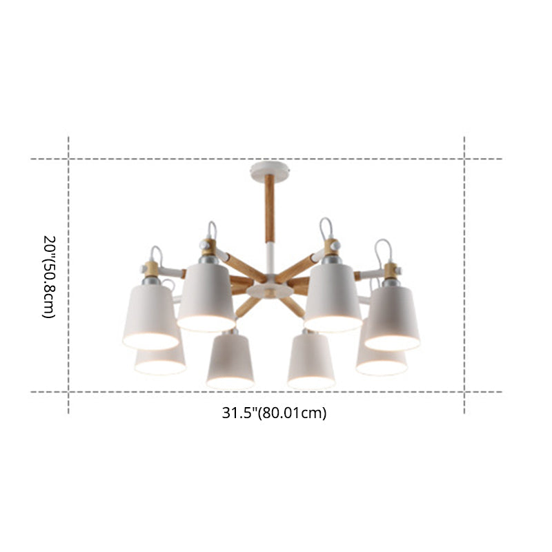 Célia - Lampe à suspension moderne pour salle à manger Lampe suspendue minimaliste moderne en bois avec abat-jour cloche en métal orienté vers le bas