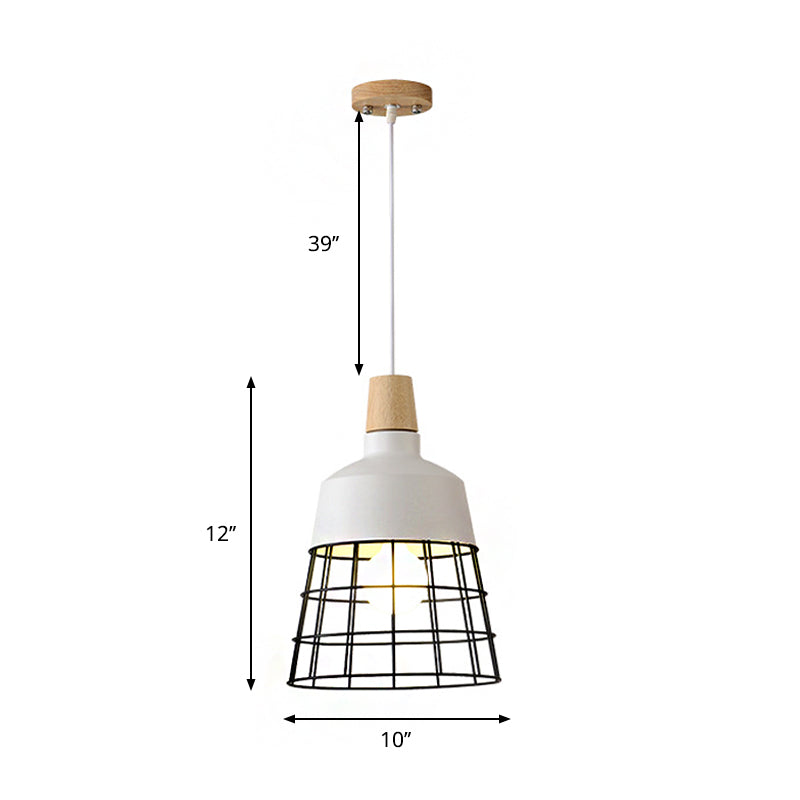 Modern Hanging Pendant Light For Dining Table - Black/White Bowl/Cone Shade