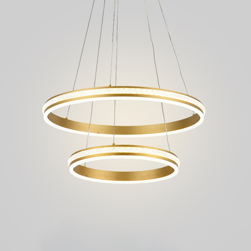 Gianfar - 16+24 2-Tiered Gold Led Chandelier With Diamond Stripes Shade / White