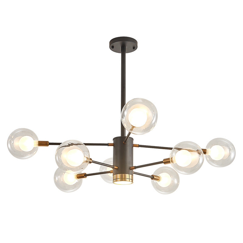 Minimalist Glass Chandelier With Clear Ball Shade - Modern Style Pendant Light For Living Room