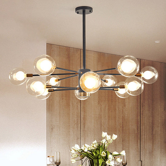 Minimalist Glass Chandelier With Clear Ball Shade - Modern Style Pendant Light For Living Room