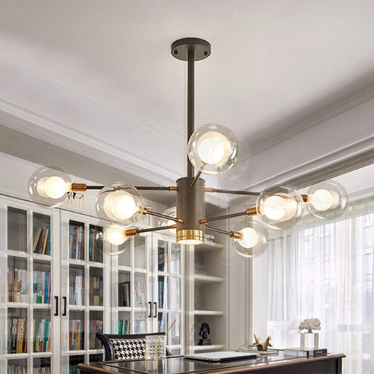 Minimalist Glass Chandelier With Clear Ball Shade - Modern Style Pendant Light For Living Room