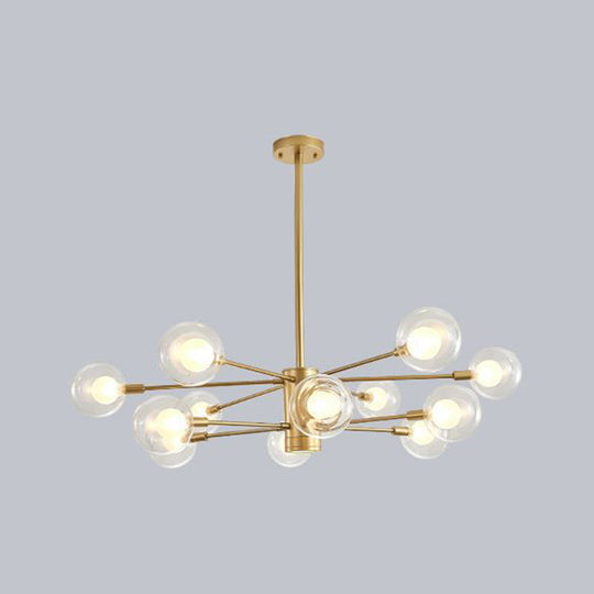 Minimalist Glass Chandelier With Clear Ball Shade - Modern Style Pendant Light For Living Room 12 /