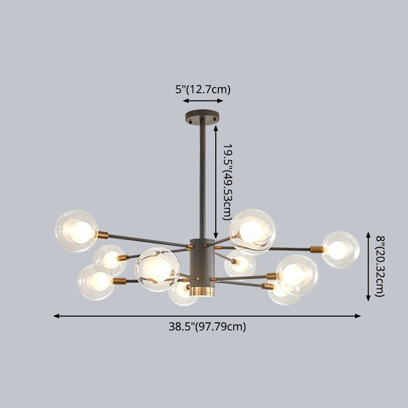 Minimalist Glass Chandelier With Clear Ball Shade - Modern Style Pendant Light For Living Room