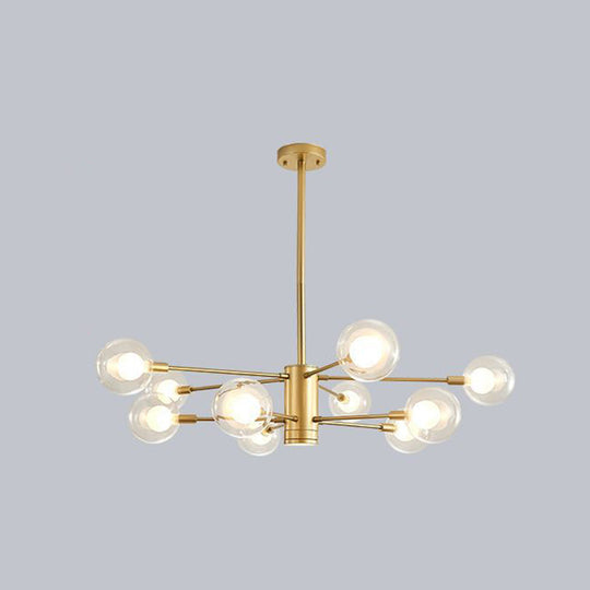 Minimalist Glass Chandelier With Clear Ball Shade - Modern Style Pendant Light For Living Room 10 /